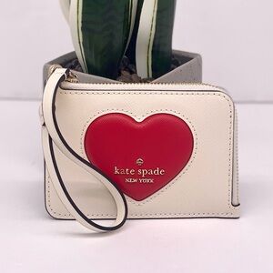 Kate Spade Madison Puffy Heart Small Card Holder Wristlet Wallet
